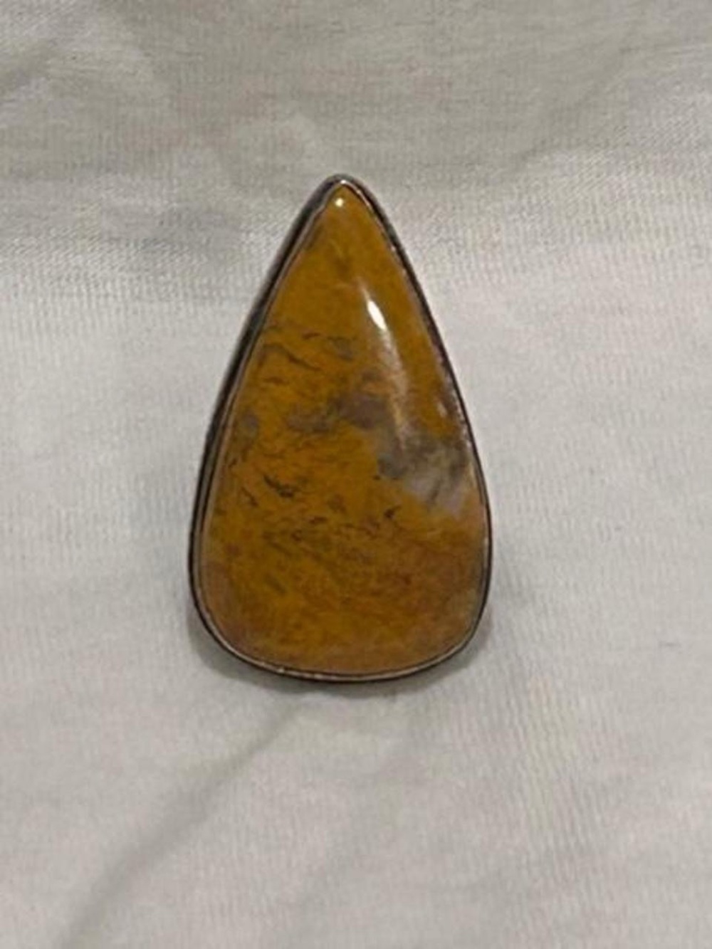 925 Silver Bumblebee Jasper Yellow Teardrop Stone Ring